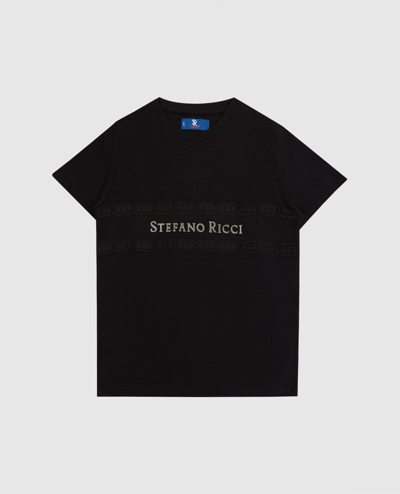 

Children's black T-shirt with logo and embroidery Stefano Ricci, Черный