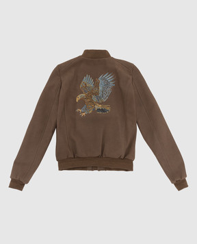 Stefano Ricci Children's printed leather bomber jacket YDJ84000605024