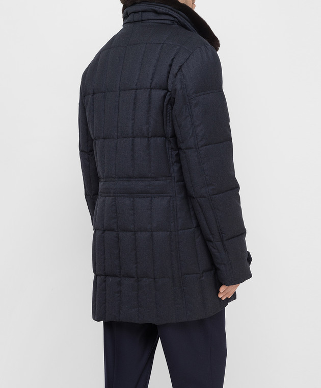 MooRER - Morris-l Navy Quilted Down Jacket in Wool and Rabbit Fur