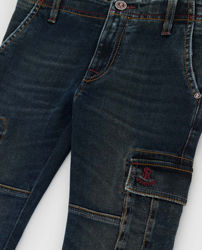 Stefano Ricci Washed-effect children's cargo jeans YST64021001613