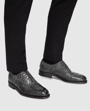 Del Dami Gray alligator oxford shoes 3557
