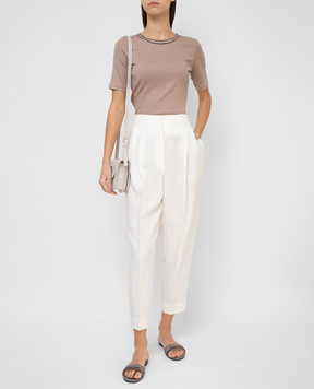 Fabiana Filippi Light beige linen trousers PAD271B799