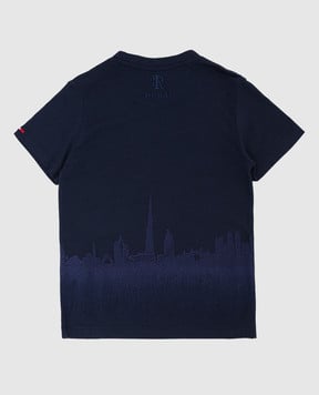 Stefano Ricci Children's dark blue t-shirt with embroidery YNH84001DB803