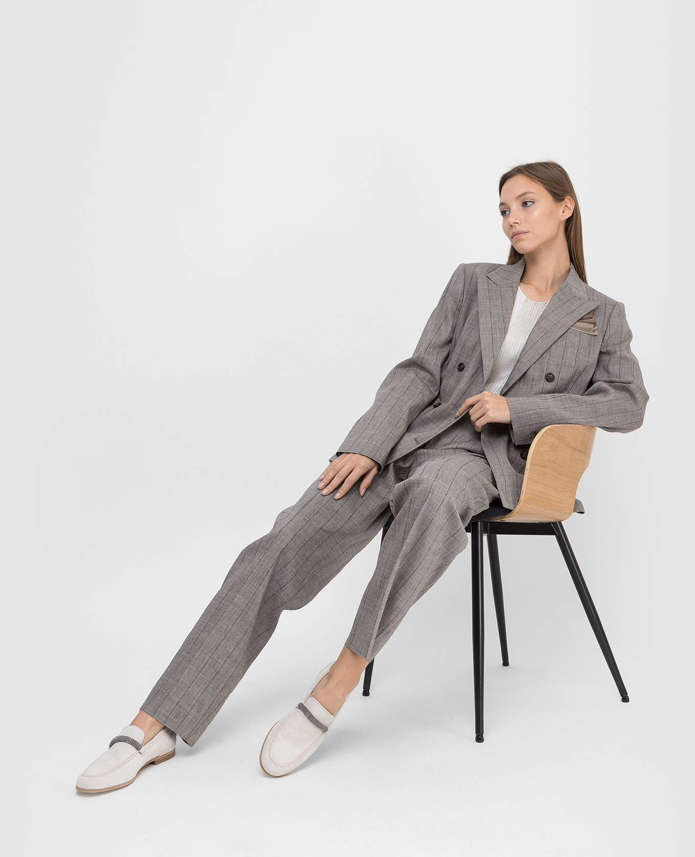 Striped linen and wool trousers Brunello Cucinelli 2