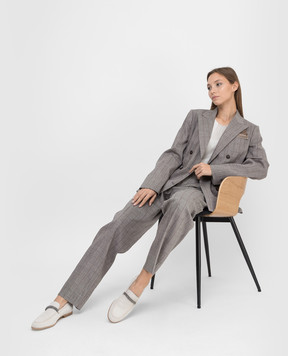 Brunello Cucinelli Striped linen and wool trousers MH508P7589