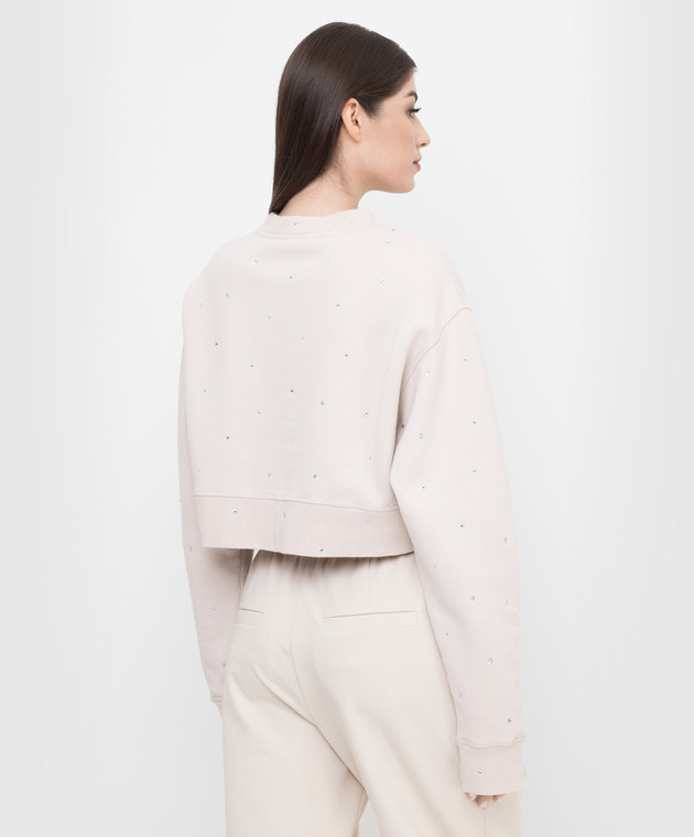 その他 MiuMiu SS25 Beige cotton sweatshirt (MJL062SOOO159B F0354) Miu Miu - Sweatshirt in crystals with print MJL8021ZFR