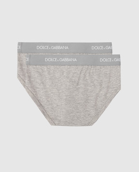 Dolce&Gabbana Children's set of gray slips with logo L4J700G7OCT