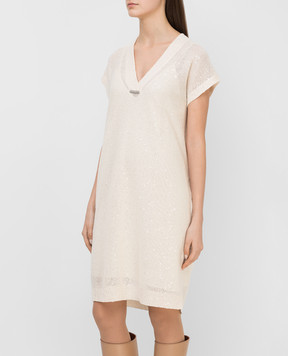 Brunello Cucinelli Light beige linen and silk dress M10551A82