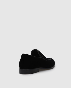 Stefano Ricci Children's black velvet loafers YR59CG8019VL