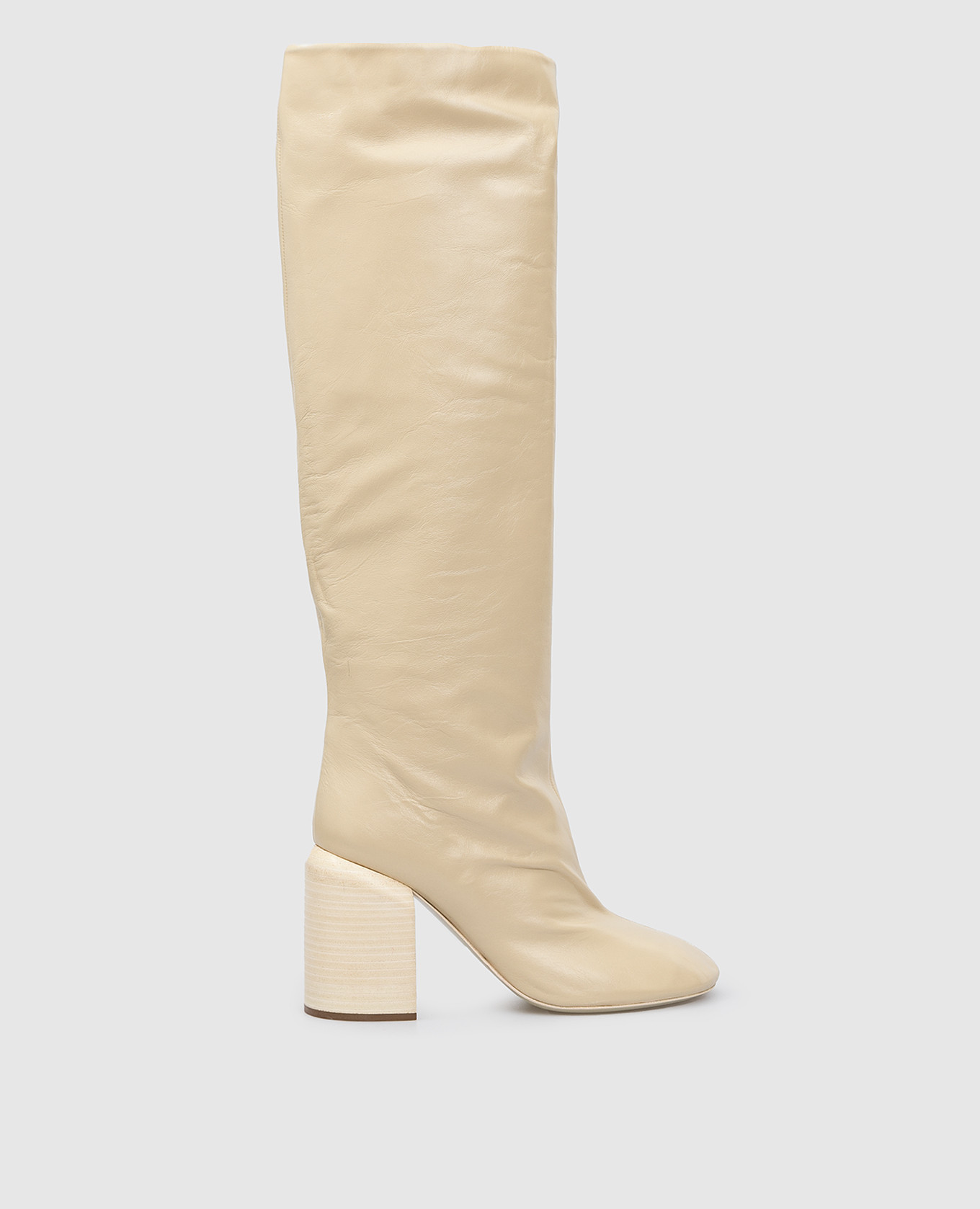 

Light beige leather boots Jil Sander, Бежевый