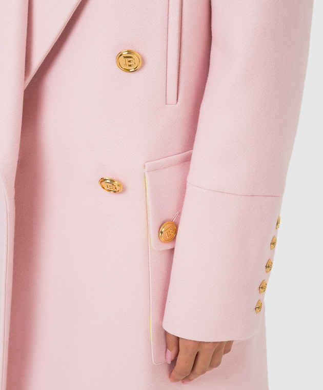Balmain - Pink wool coat WF0UD020W142 - shop with European