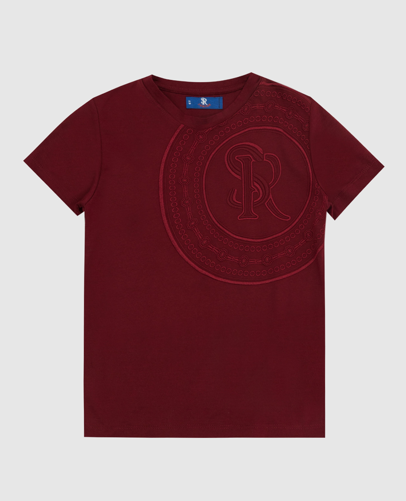 

Children's burgundy t-shirt with monogram embroidery Stefano Ricci