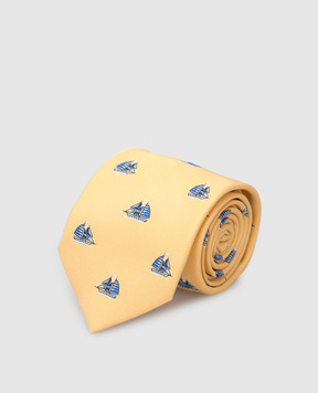 Stefano Ricci Children's yellow silk set of patterned tie and shawl YDHNG600