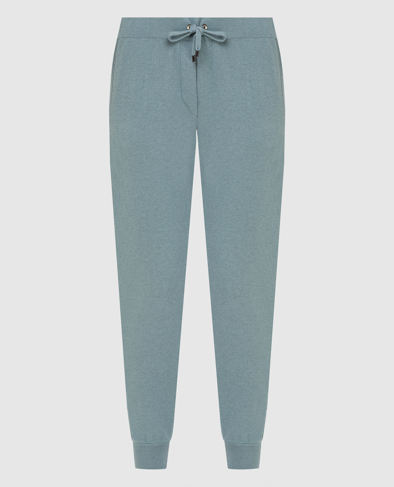 Turquoise wool, cashmere and silk joggers brunello cucinelli