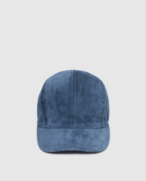 Stefano Ricci Children's dark blue suede cap YVF5090PSUEULT