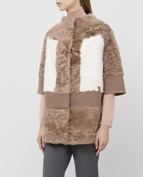 Florence Mode Beige combined sheepskin coat L1628KC