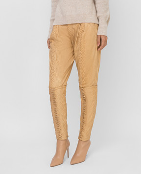Gucci Beige pants made of python leather 264366