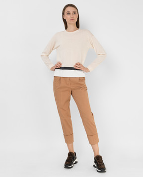 Peserico Beige tucked jeans P04729T30Z02475
