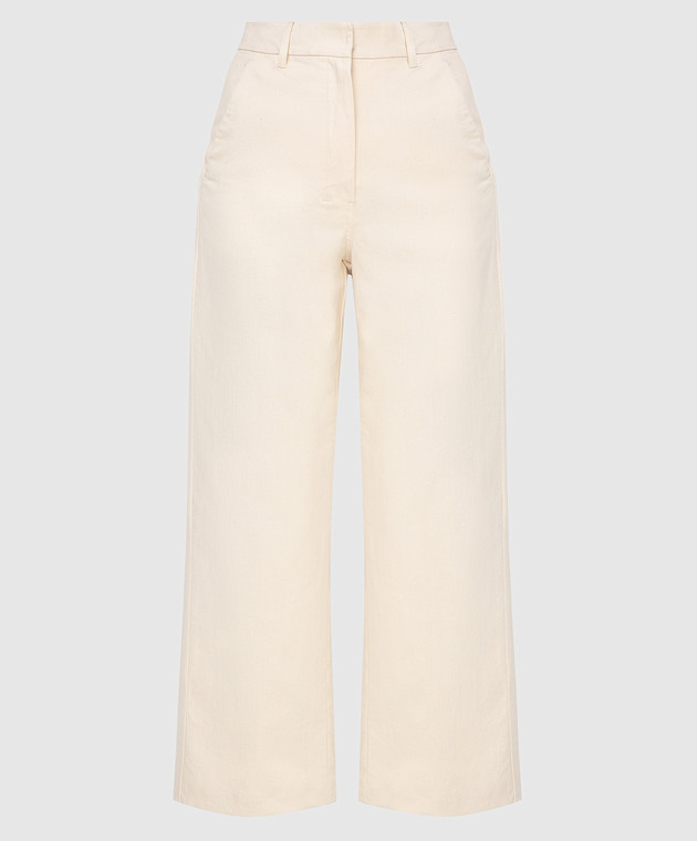 パンツ Max Mara Beige Sesame Vita Elasticizzata Due Tasche Laterali Slim-fit stretch cotton and viscose trousers, beige