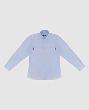 Stefano Ricci Children's blue shirt in a pattern YC002672LJ1652
