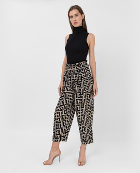 Balmain Wool trousers with logo pattern WF0PQ045W149