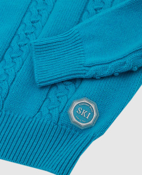 Stefano Ricci Children's turquoise cashmere sweater with a pattern YAK6S05G01F6SA04