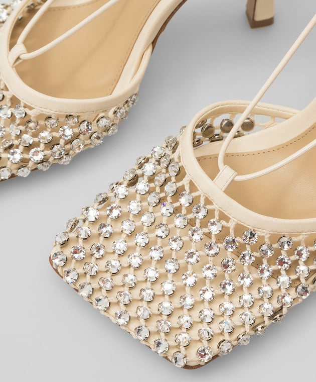 Bottega Veneta - Light Beige Sparkle Stretch Sandals with Crystals  667206V0GU1 - buy with European delivery at Symbol