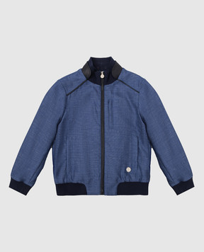 Stefano Ricci Children's blue wool and cashmere bomber jacket YUJ7200040HCQUAD