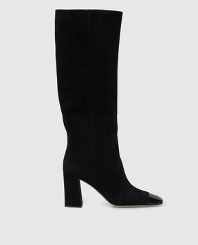 Sergio Rossi Alicia suede boots with patent insert A95930MAFZ51