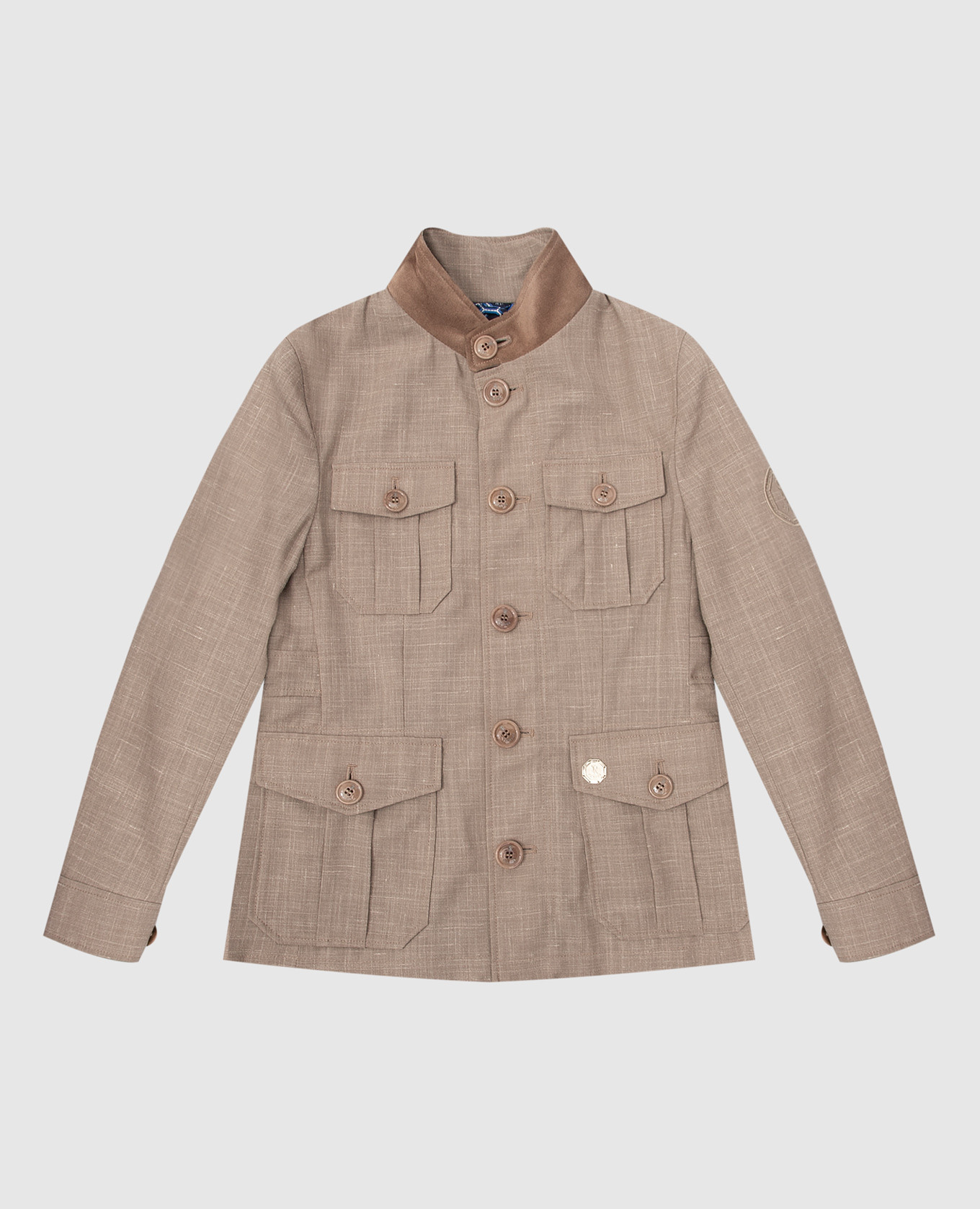 Children's dark beige wool, silk and linen jacket stefano ricci