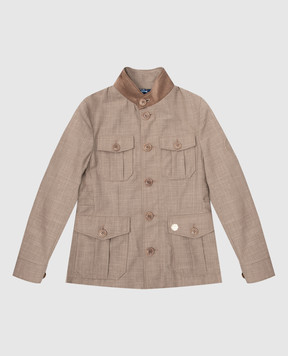 Stefano Ricci Children's dark beige wool, silk and linen jacket YAJ7200040WKL901