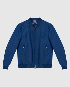 Stefano Ricci Children's blue leather bomber jacket YTJ8200010NPPON