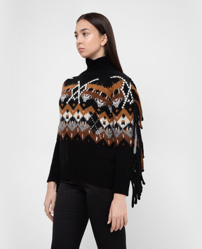 Ermanno Scervino Patterned and fringed wool and cashmere sweater D395M712RKLN