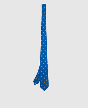 Stefano Ricci Children's blue silk set of patterned tie and shawl YDHNG601