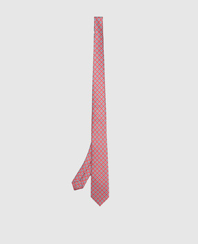 Stefano Ricci Children's coral silk set of patterned tie and pache scarf YDH27031