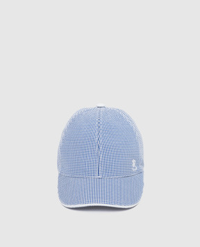 Stefano Ricci Children's light blue checkered cap YVF5190K903