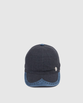 Stefano Ricci Children's dark gray wool and silk cap with a pattern YVF5348PWKL901