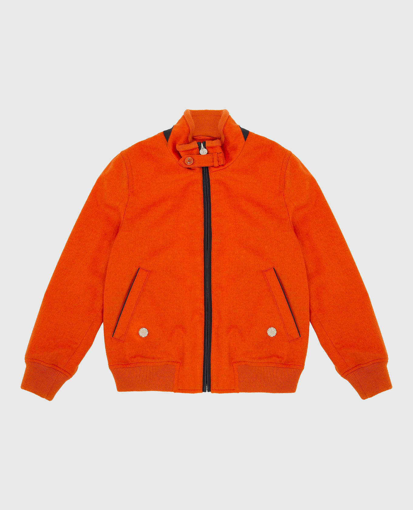 Children's cashmere bomber jacket with leather inserts stefano ricci