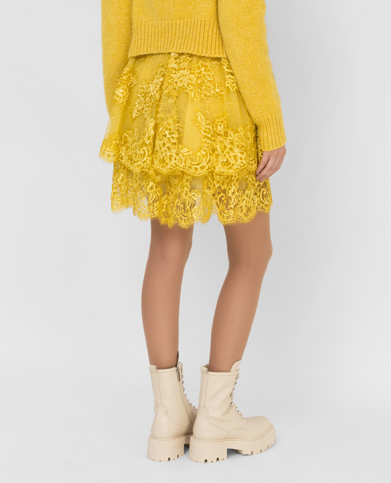 

Yellow fishnet mini skirt Ermanno Scervino
