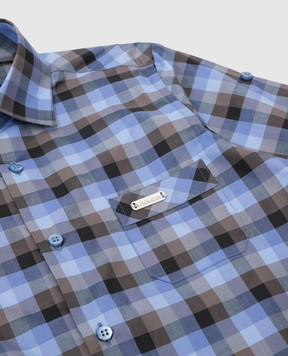Stefano Ricci Children's blue checked shirt YC003552LJ1781