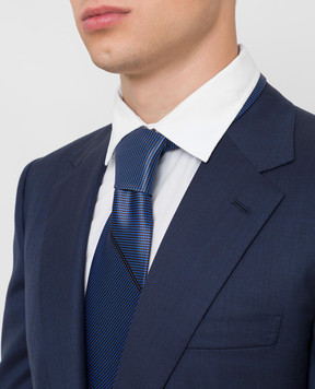 Stefano Ricci Dark blue silk tie in a geometric pattern CXDD41073