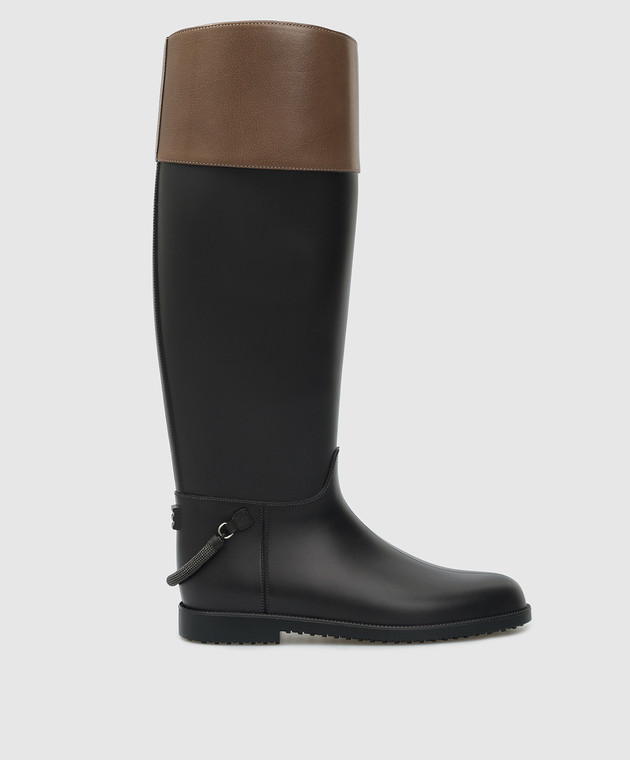Brunello Cucinelli - Rubber boots with leather inserts and