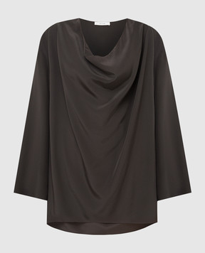 The Row Dark Green Silk Blouse 5640W1099