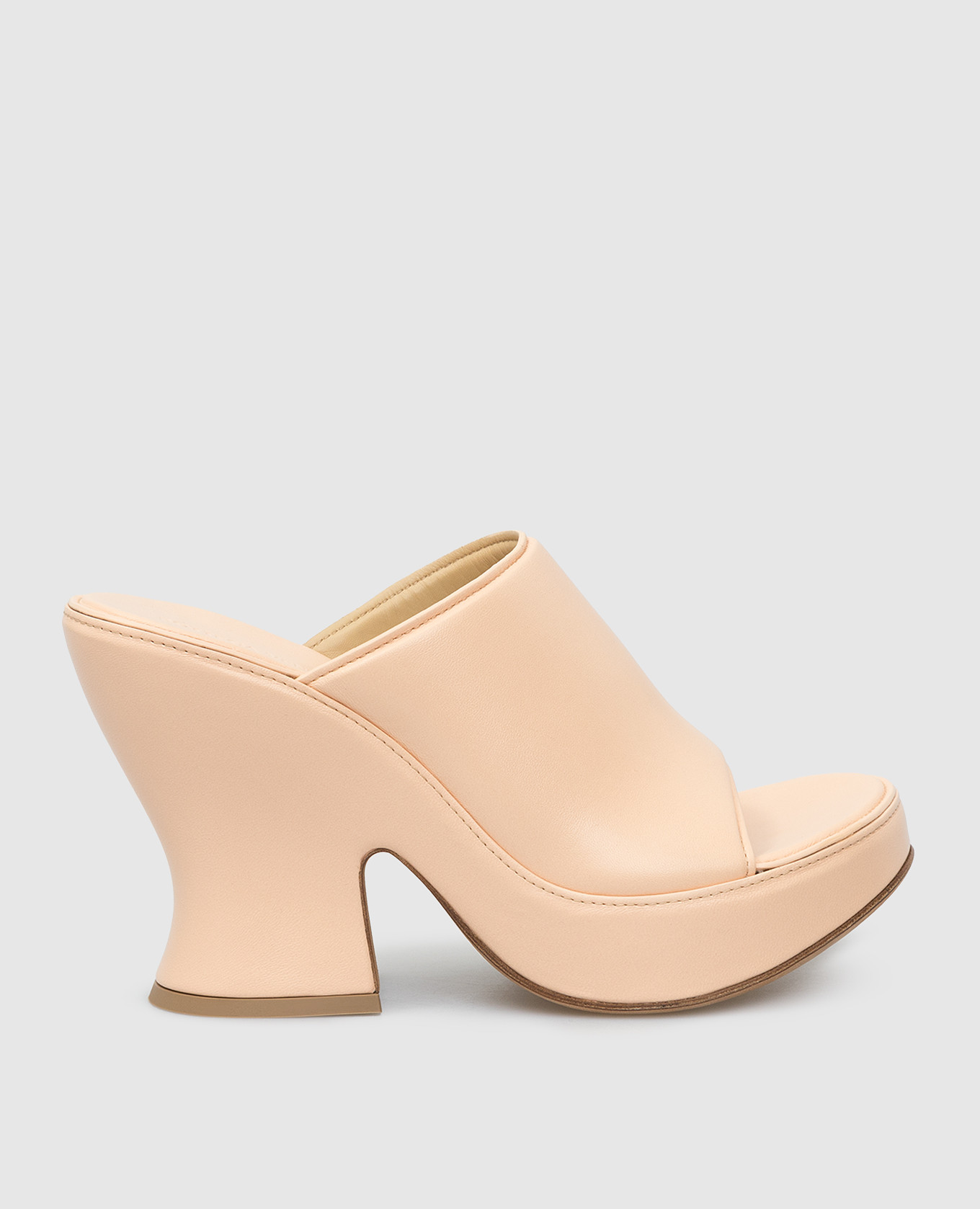 Peach leather mules bottega veneta