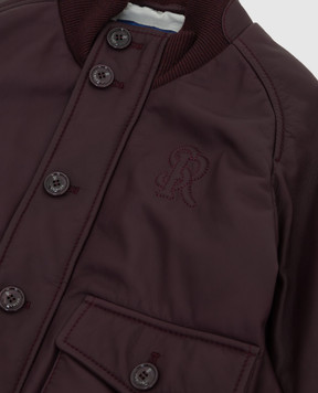 Stefano Ricci Children's leather bomber jacket with logo YAJ7400020NPMIL