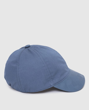 Stefano Ricci Children's blue cap in silk and leather with a pattern YVF5190PCT9VHA