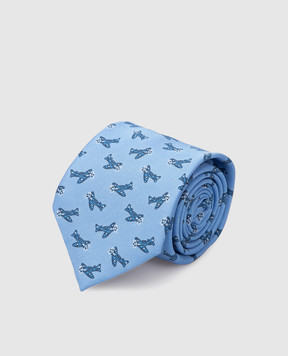 Stefano Ricci Children's light blue silk patterned tie and pache scarf set YDHNG500