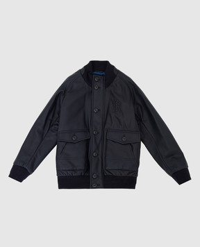 Stefano Ricci Children's navy blue leather bomber jacket YAJ7400020NPMIL