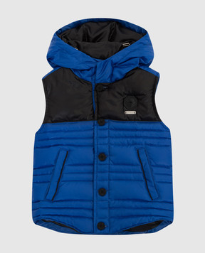 Stefano Ricci Children's blue down vest with emblem YAJ8400010LT0007