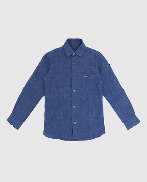 Stefano Ricci Children's blue linen shirt YC003550L1677